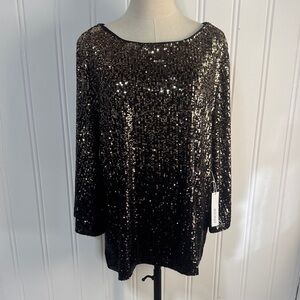 NWT Chico’s Ombré Sequin 3/4 Sleeve Party Knit Top size 3(XL)